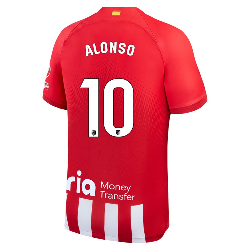 Mænd Javi Alonso #10 Rød Hvid Hjemmebane Spillertrøjer 2023/24 Trøje T-Shirt
