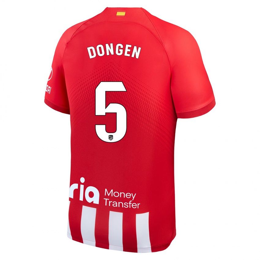 Mænd Merel Van Dongen #5 Rød Hvid Hjemmebane Spillertrøjer 2023/24 Trøje T-Shirt