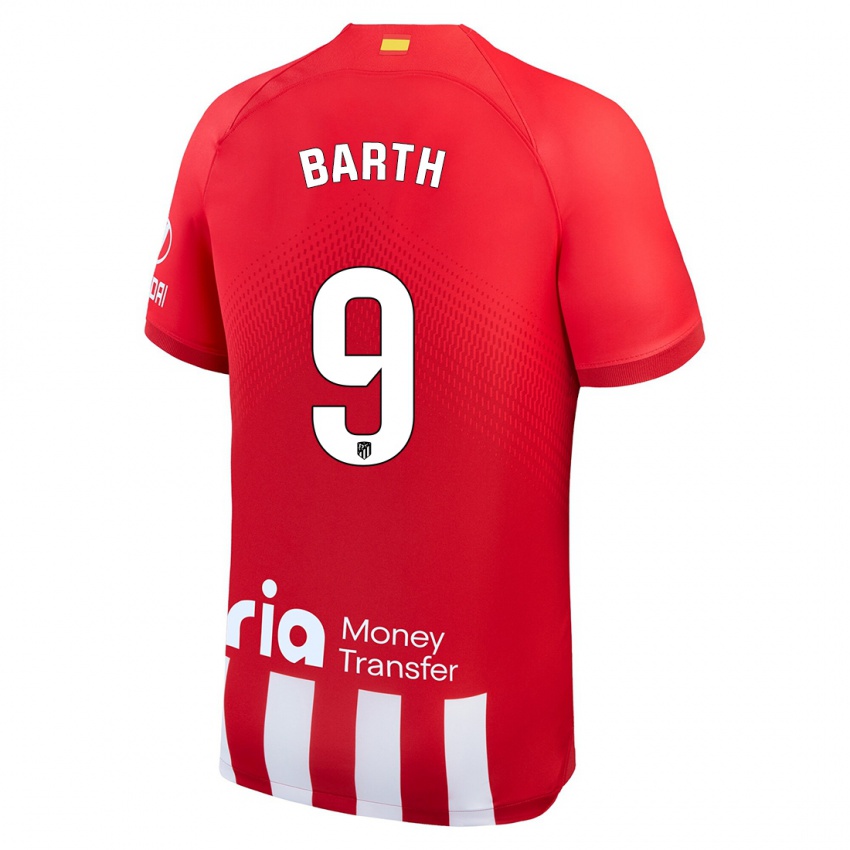 Mænd Merle Barth #9 Rød Hvid Hjemmebane Spillertrøjer 2023/24 Trøje T-Shirt