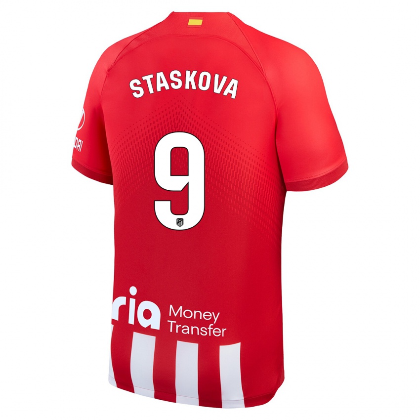 Mænd Andrea Staskova #9 Rød Hvid Hjemmebane Spillertrøjer 2023/24 Trøje T-Shirt