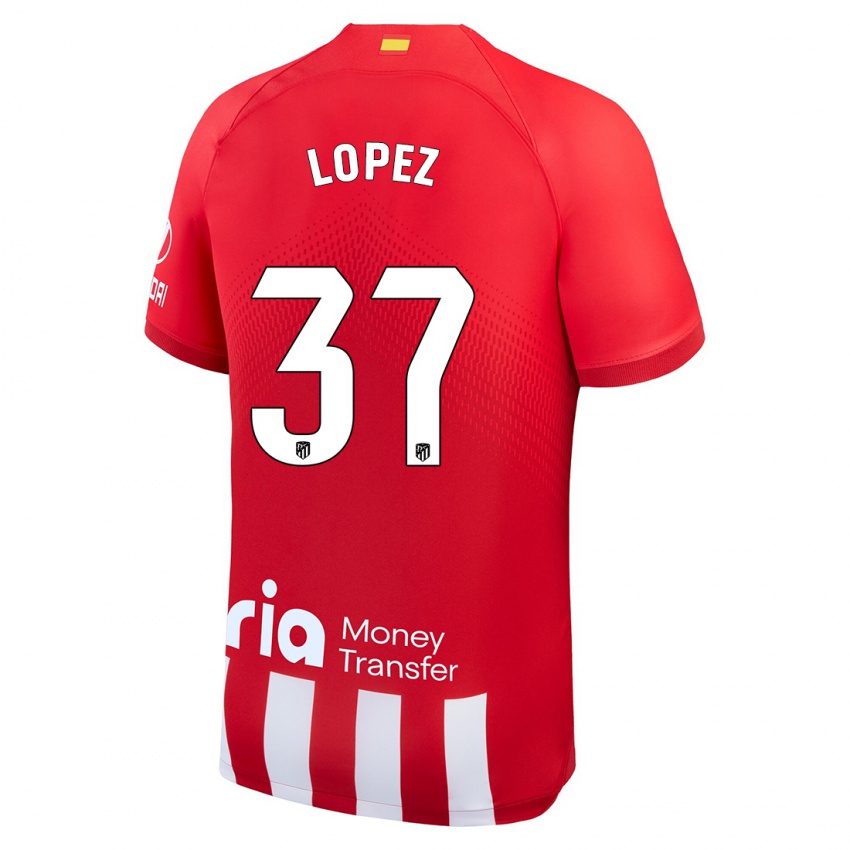Mænd Alex Lopez #37 Rød Hvid Hjemmebane Spillertrøjer 2023/24 Trøje T-Shirt