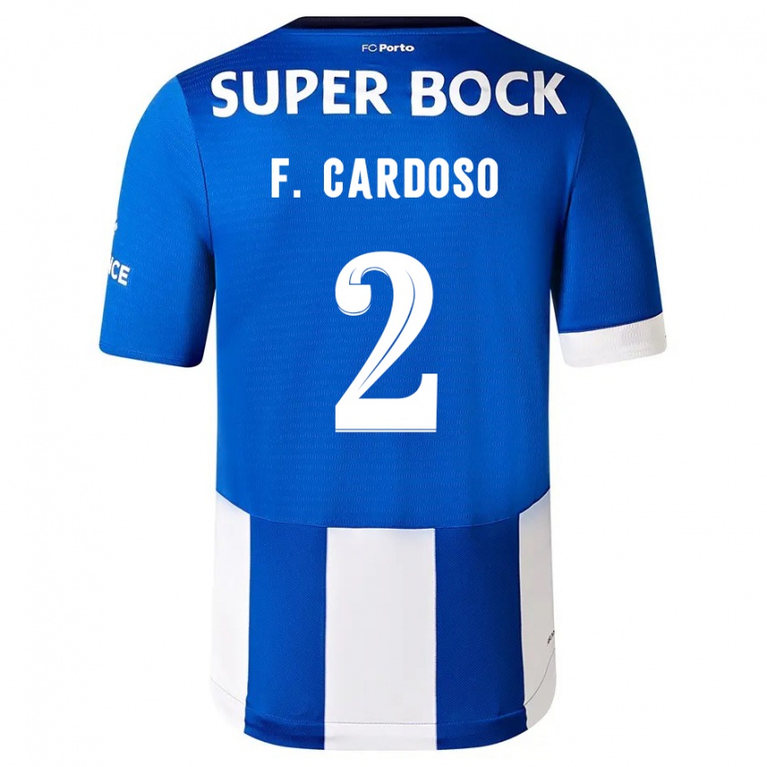 Mænd Fabio Cardoso #2 Blå Hvid Hjemmebane Spillertrøjer 2023/24 Trøje T-Shirt