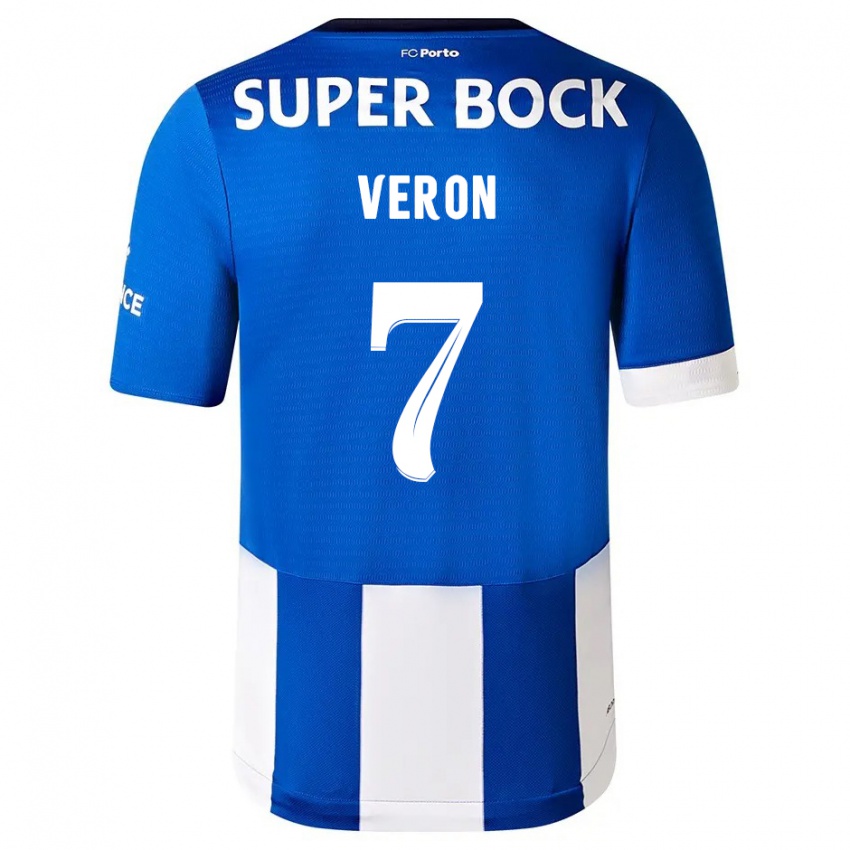 Mænd Gabriel Veron #7 Blå Hvid Hjemmebane Spillertrøjer 2023/24 Trøje T-Shirt