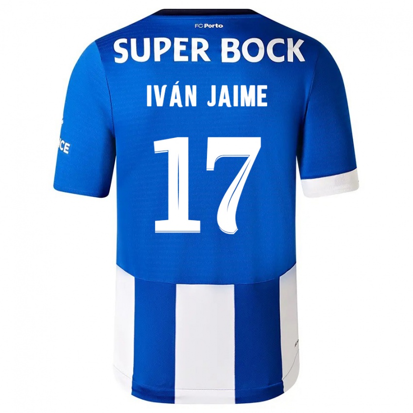 Mænd Iván Jaime #17 Blå Hvid Hjemmebane Spillertrøjer 2023/24 Trøje T-Shirt