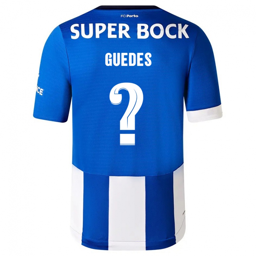 Mænd Gui Guedes #0 Blå Hvid Hjemmebane Spillertrøjer 2023/24 Trøje T-Shirt