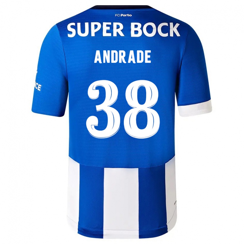 Mænd Fernando Andrade #38 Blå Hvid Hjemmebane Spillertrøjer 2023/24 Trøje T-Shirt
