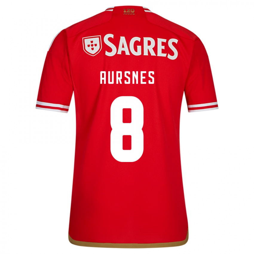 Mænd Fredrik Aursnes #8 Rød Hjemmebane Spillertrøjer 2023/24 Trøje T-Shirt