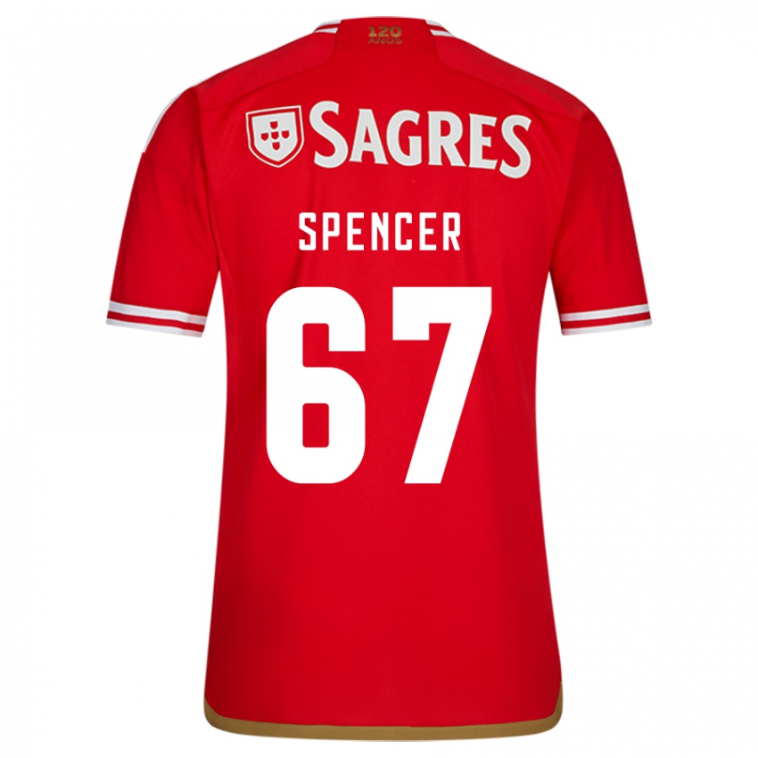 Mænd Diogo Spencer #67 Rød Hjemmebane Spillertrøjer 2023/24 Trøje T-Shirt