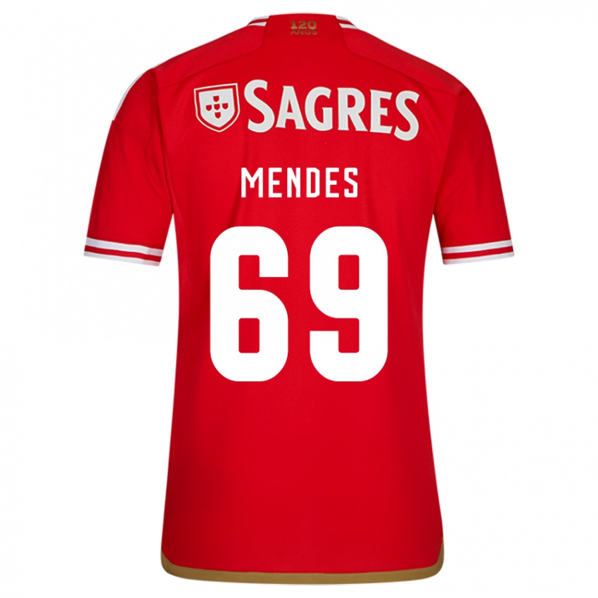 Mænd Vladimir Mendes #69 Rød Hjemmebane Spillertrøjer 2023/24 Trøje T-Shirt