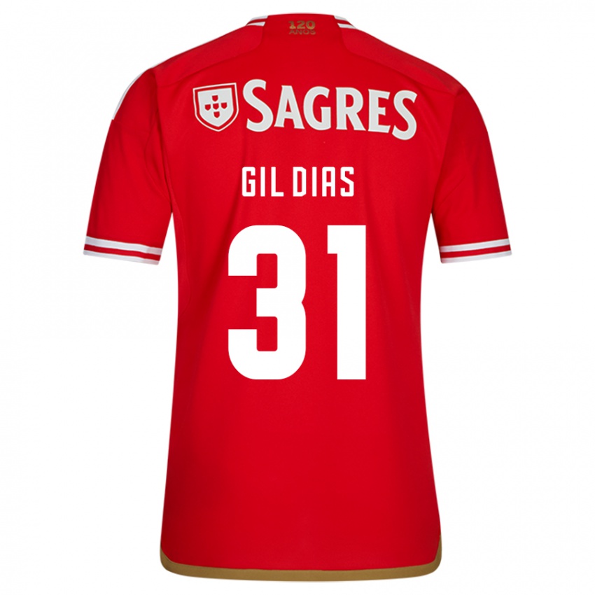Mænd Gil Dias #31 Rød Hjemmebane Spillertrøjer 2023/24 Trøje T-Shirt