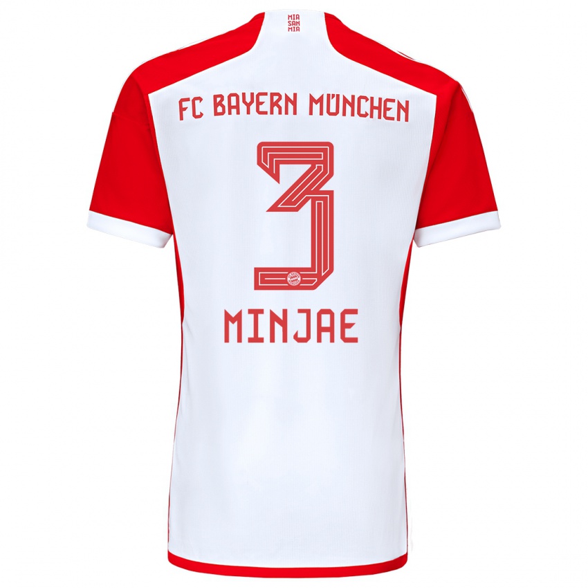 Mænd Min-Jae Kim #3 Rød Hvid Hjemmebane Spillertrøjer 2023/24 Trøje T-Shirt