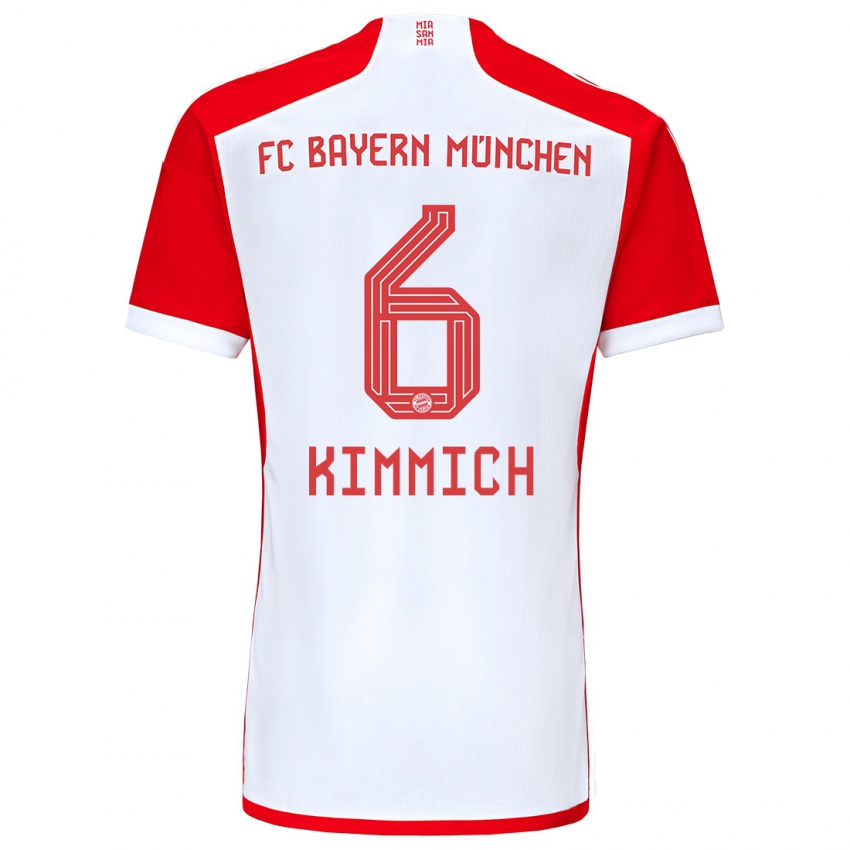 Mænd Joshua Kimmich #6 Rød Hvid Hjemmebane Spillertrøjer 2023/24 Trøje T-Shirt