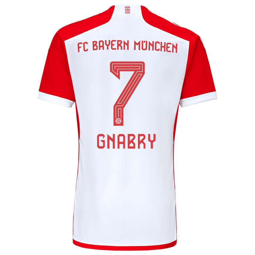 Mænd Serge Gnabry #7 Rød Hvid Hjemmebane Spillertrøjer 2023/24 Trøje T-Shirt