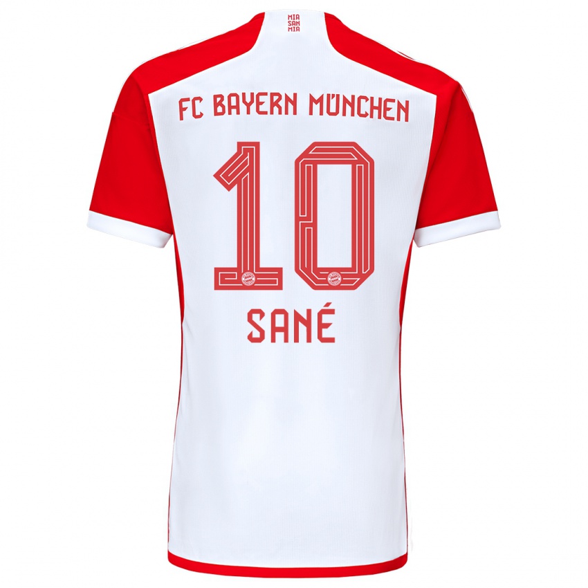 Mænd Leroy Sane #10 Rød Hvid Hjemmebane Spillertrøjer 2023/24 Trøje T-Shirt