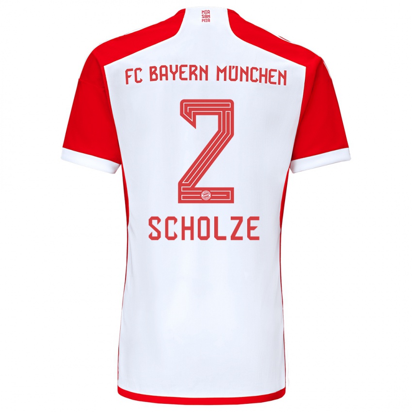 Mænd Max Scholze #2 Rød Hvid Hjemmebane Spillertrøjer 2023/24 Trøje T-Shirt