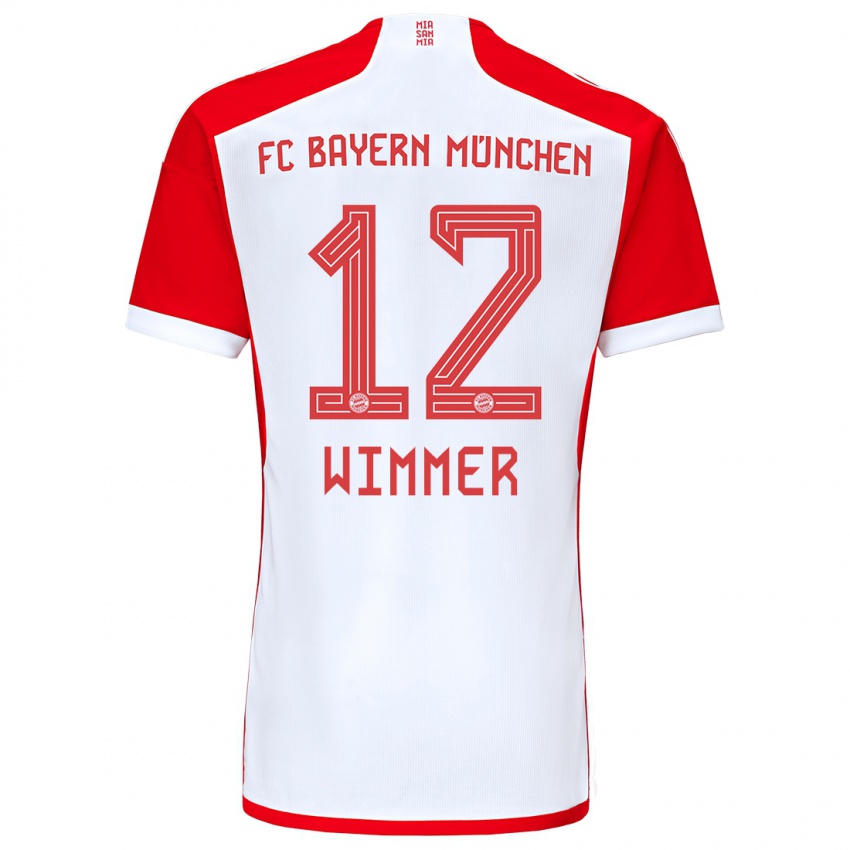 Mænd Benedikt Wimmer #12 Rød Hvid Hjemmebane Spillertrøjer 2023/24 Trøje T-Shirt