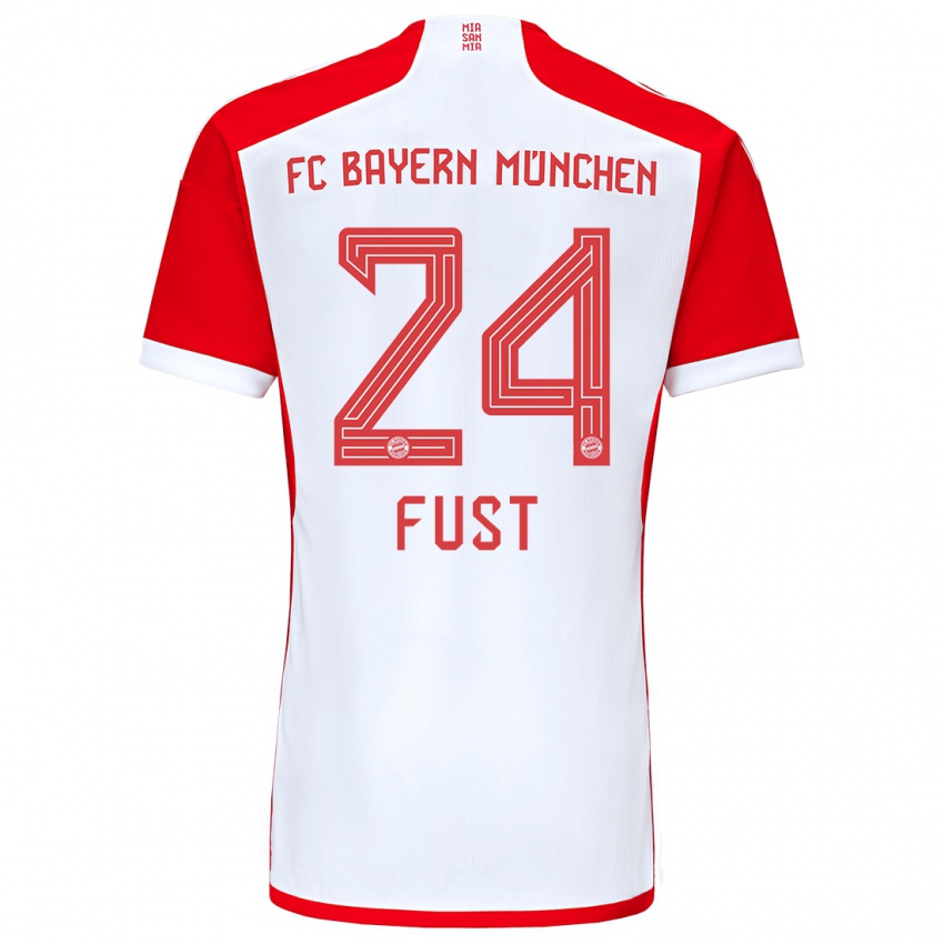 Mænd Leon Fust #24 Rød Hvid Hjemmebane Spillertrøjer 2023/24 Trøje T-Shirt