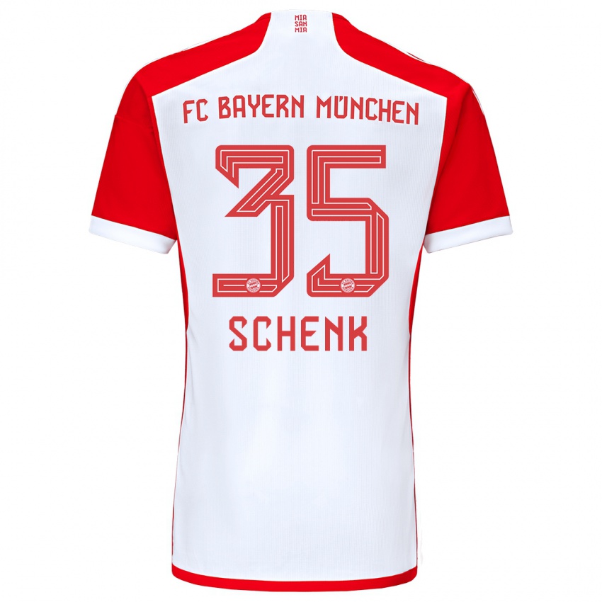 Mænd Johannes Schenk #35 Rød Hvid Hjemmebane Spillertrøjer 2023/24 Trøje T-Shirt