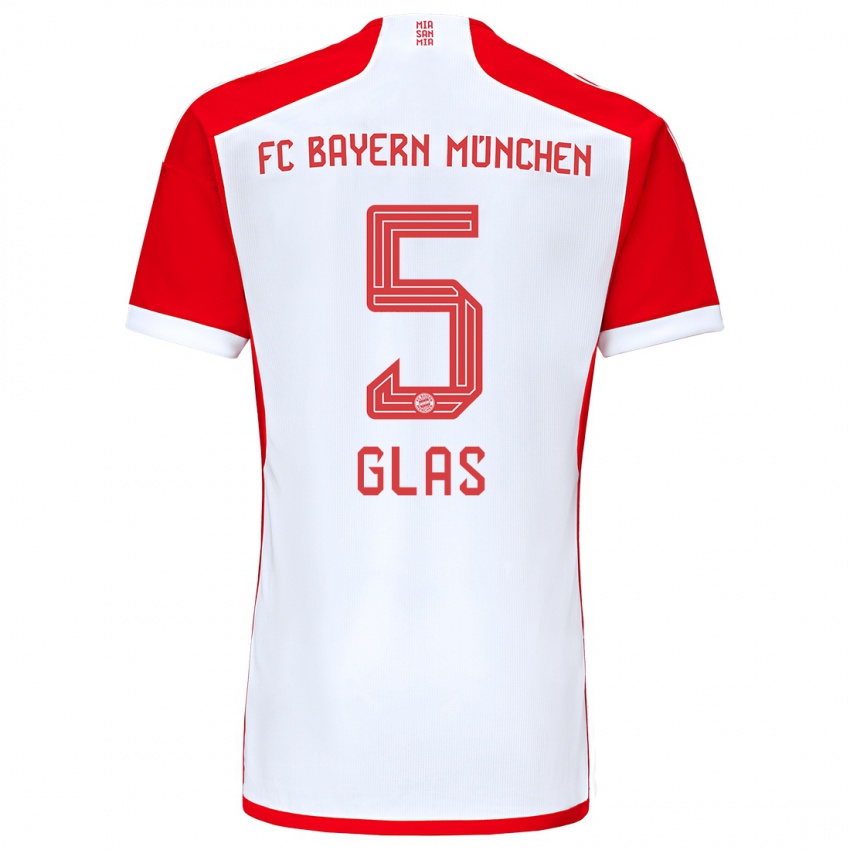 Mænd Hanna Glas #5 Rød Hvid Hjemmebane Spillertrøjer 2023/24 Trøje T-Shirt