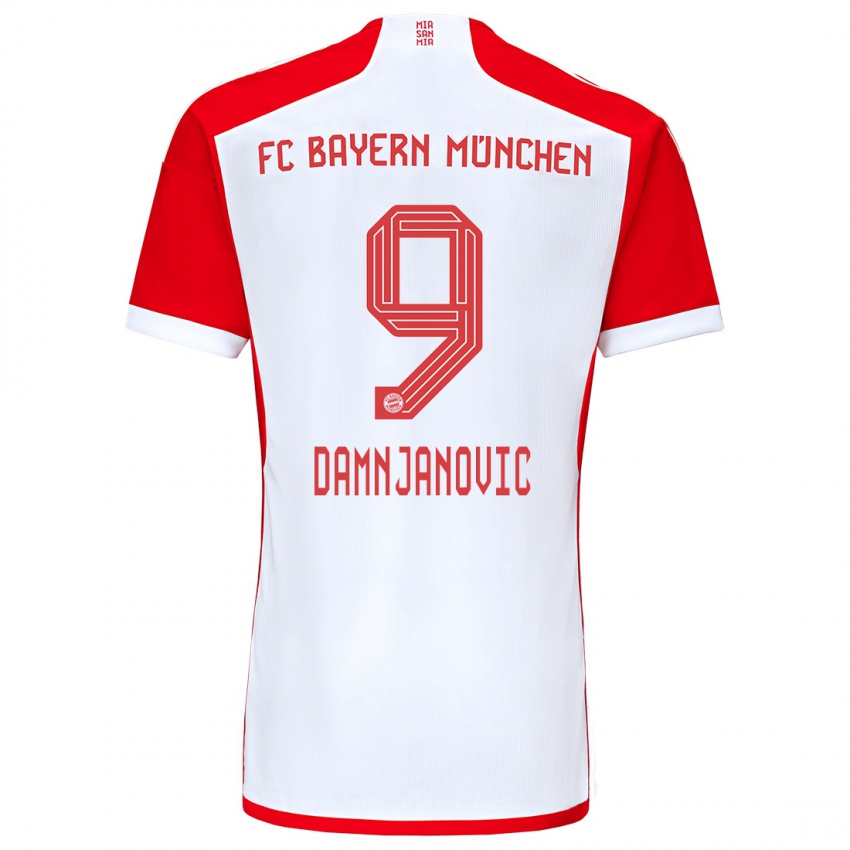 Mænd Jovana Damnjanovic #9 Rød Hvid Hjemmebane Spillertrøjer 2023/24 Trøje T-Shirt