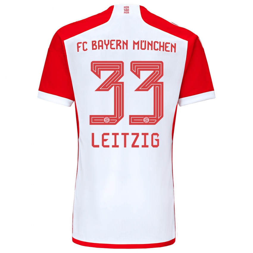 Mænd Janina Leitzig #33 Rød Hvid Hjemmebane Spillertrøjer 2023/24 Trøje T-Shirt