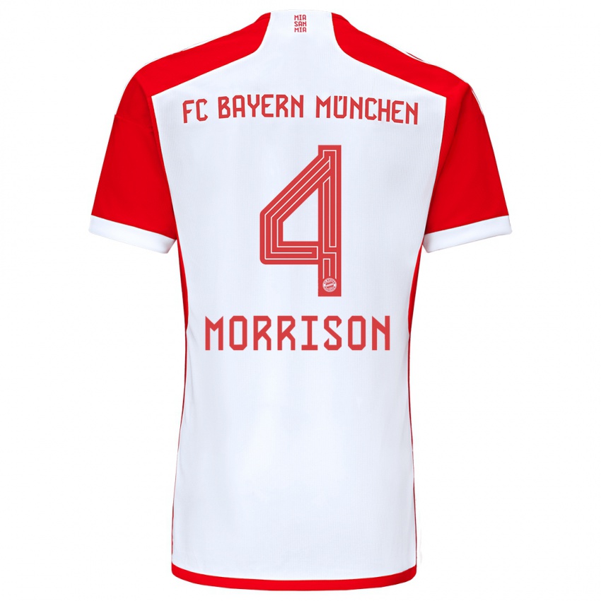 Mænd Liam Morrison #4 Rød Hvid Hjemmebane Spillertrøjer 2023/24 Trøje T-Shirt