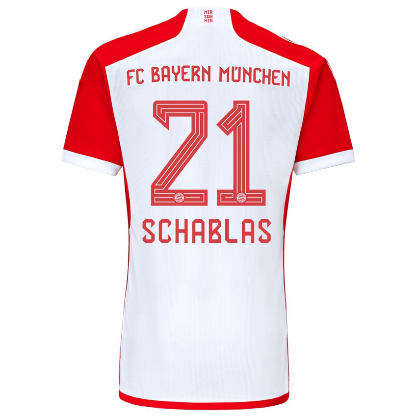 Mænd Matteo Schablas #21 Rød Hvid Hjemmebane Spillertrøjer 2023/24 Trøje T-Shirt