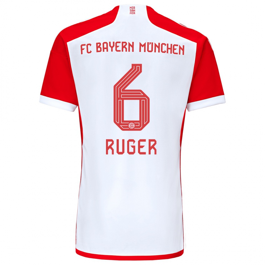 Mænd Kurt Ruger #6 Rød Hvid Hjemmebane Spillertrøjer 2023/24 Trøje T-Shirt