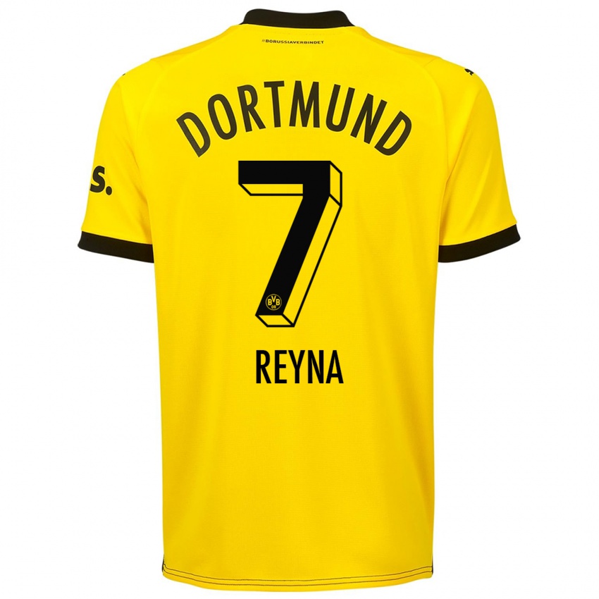 Mænd Giovanni Reyna #7 Gul Hjemmebane Spillertrøjer 2023/24 Trøje T-Shirt