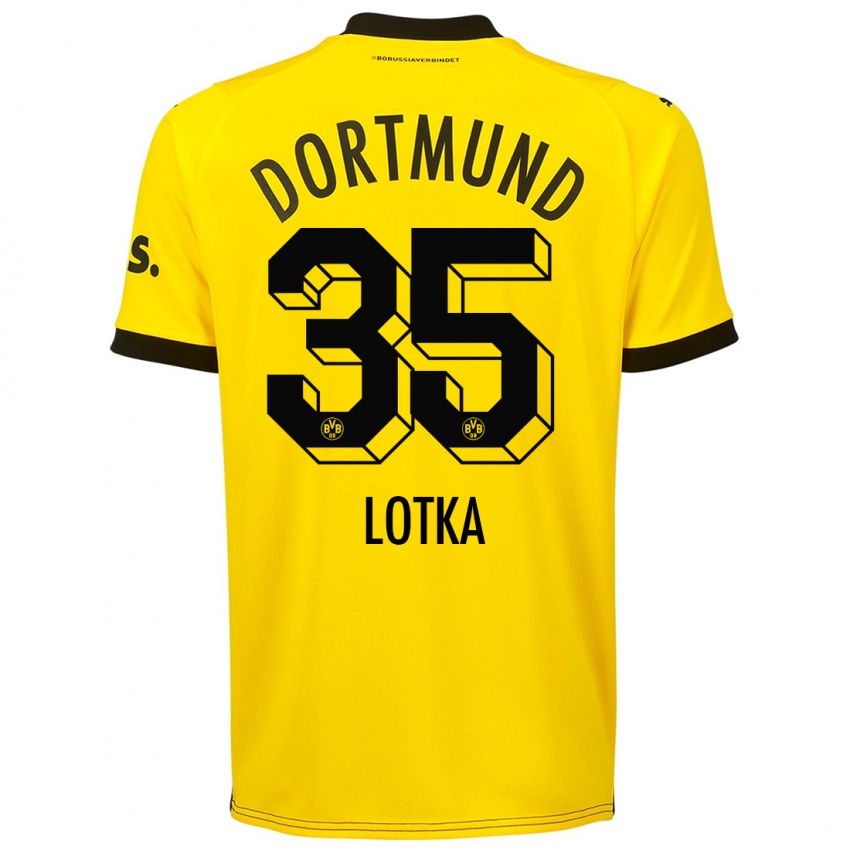 Mænd Marcel Lotka #35 Gul Hjemmebane Spillertrøjer 2023/24 Trøje T-Shirt