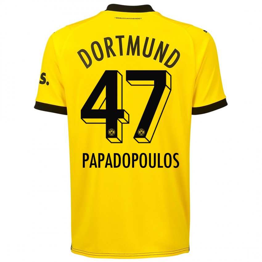 Mænd Antonios Papadopoulos #47 Gul Hjemmebane Spillertrøjer 2023/24 Trøje T-Shirt