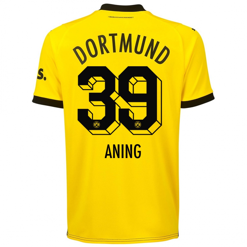 Mænd Prince Aning #39 Gul Hjemmebane Spillertrøjer 2023/24 Trøje T-Shirt