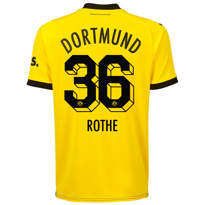 Mænd Tom Rothe #36 Gul Hjemmebane Spillertrøjer 2023/24 Trøje T-Shirt