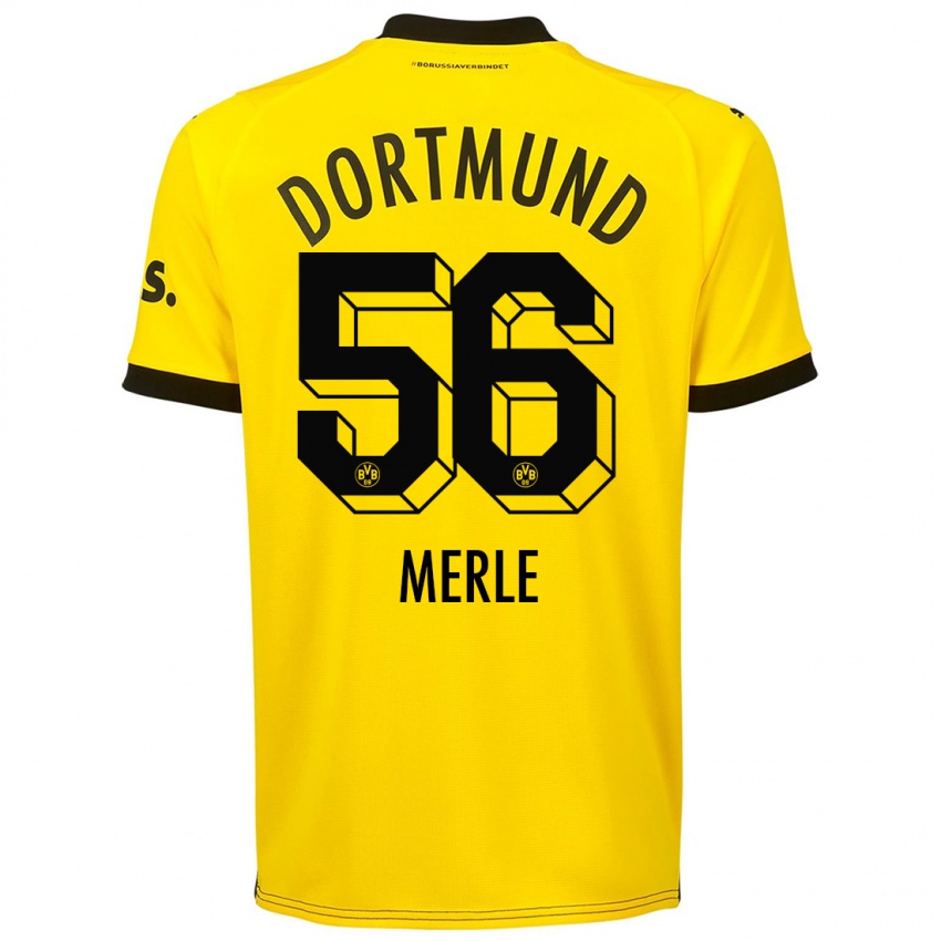Mænd Albers Merle #56 Gul Hjemmebane Spillertrøjer 2023/24 Trøje T-Shirt
