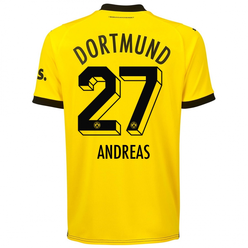 Mænd Kuno Andreas #27 Gul Hjemmebane Spillertrøjer 2023/24 Trøje T-Shirt