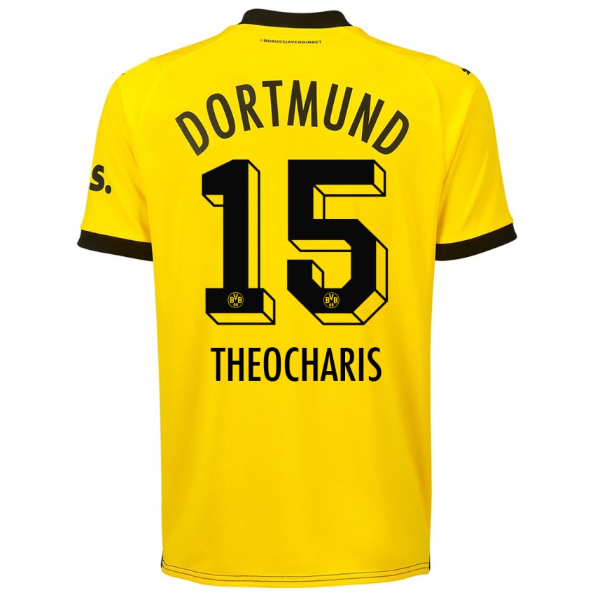 Mænd Elefterios Theocharis #15 Gul Hjemmebane Spillertrøjer 2023/24 Trøje T-Shirt