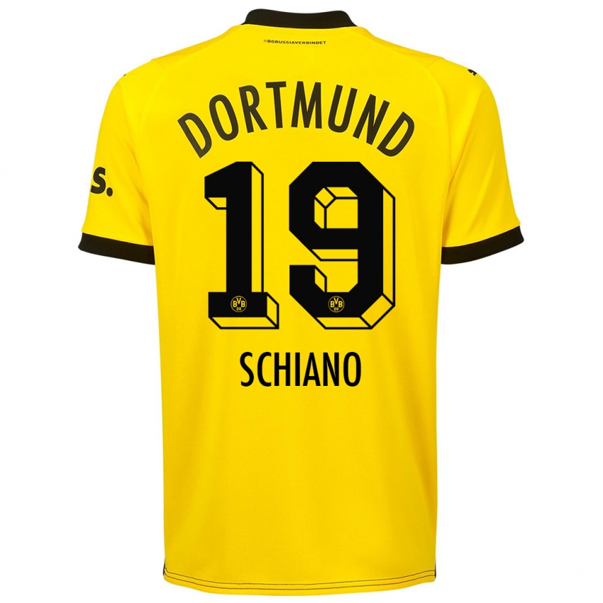 Mænd Emilio Schiano #19 Gul Hjemmebane Spillertrøjer 2023/24 Trøje T-Shirt