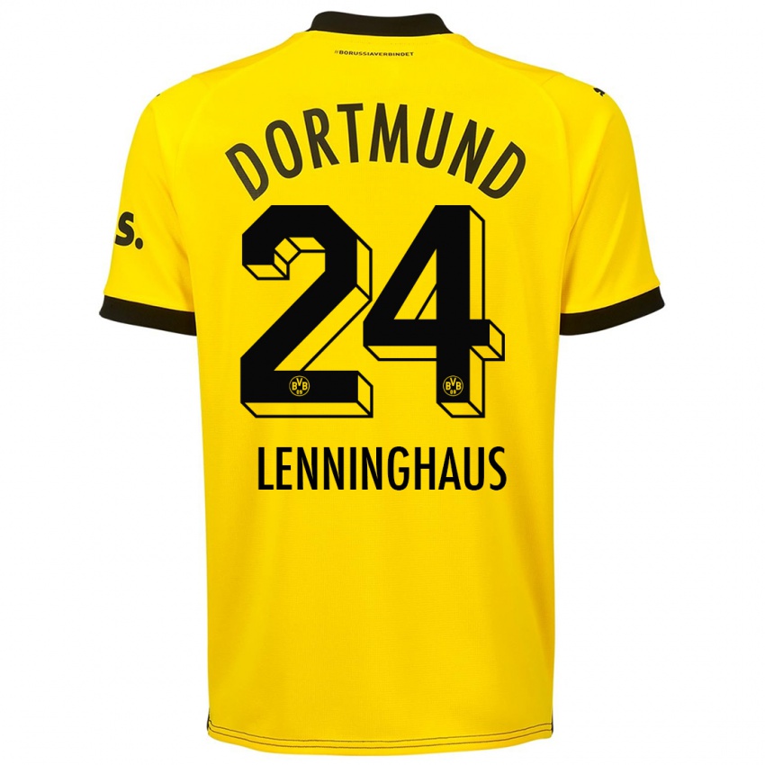 Mænd Mika Lenninghaus #24 Gul Hjemmebane Spillertrøjer 2023/24 Trøje T-Shirt