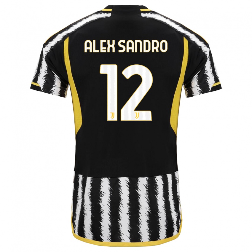 Mænd Alex Sandro #12 Sort Hvid Hjemmebane Spillertrøjer 2023/24 Trøje T-Shirt