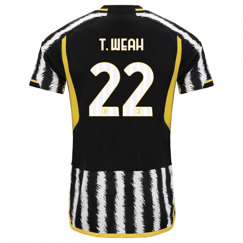 Mænd Timothy Weah #22 Sort Hvid Hjemmebane Spillertrøjer 2023/24 Trøje T-Shirt