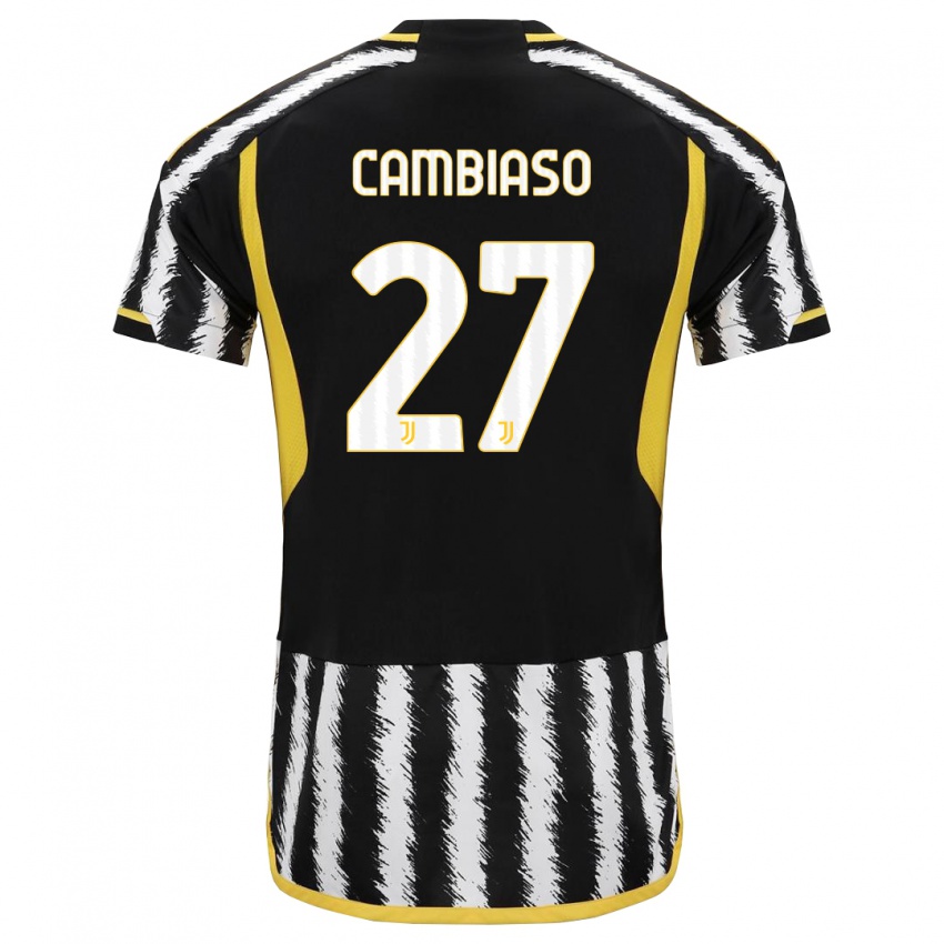 Mænd Andrea Cambiaso #27 Sort Hvid Hjemmebane Spillertrøjer 2023/24 Trøje T-Shirt