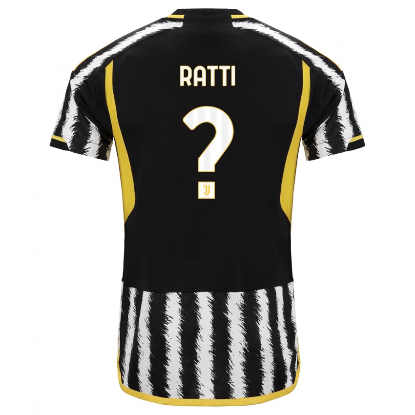 Mænd Leonardo Ratti #0 Sort Hvid Hjemmebane Spillertrøjer 2023/24 Trøje T-Shirt