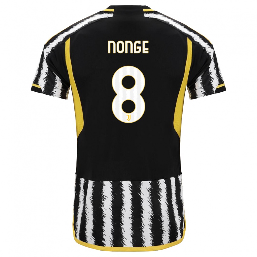 Mænd Joseph Nonge #8 Sort Hvid Hjemmebane Spillertrøjer 2023/24 Trøje T-Shirt