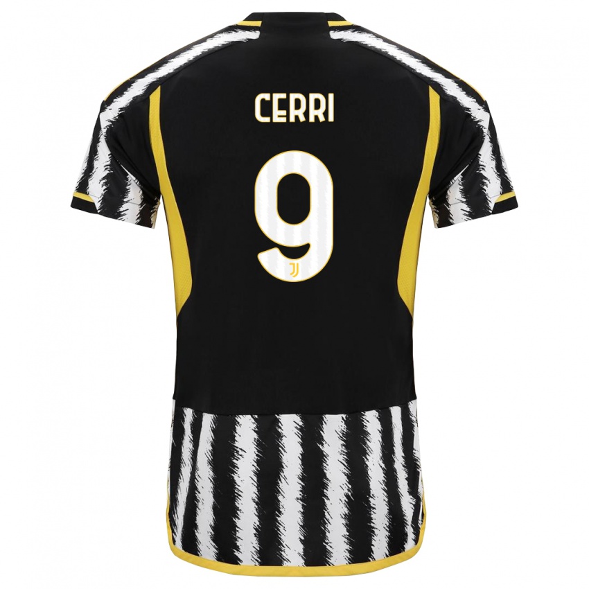 Mænd Leonardo Cerri #9 Sort Hvid Hjemmebane Spillertrøjer 2023/24 Trøje T-Shirt