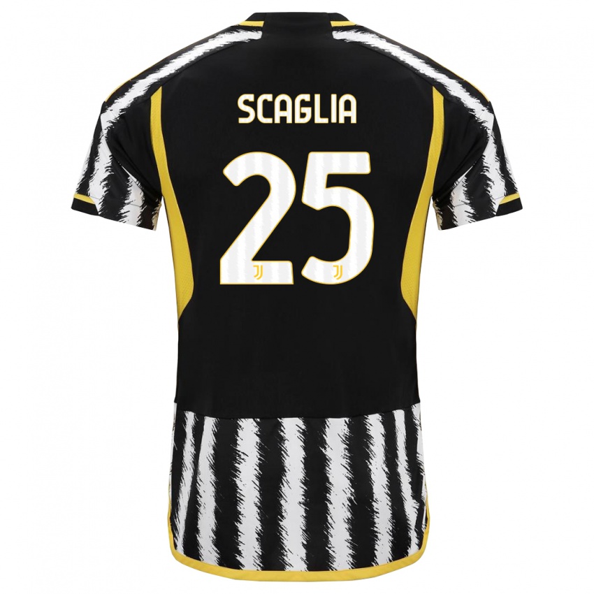 Mænd Simone Scaglia #25 Sort Hvid Hjemmebane Spillertrøjer 2023/24 Trøje T-Shirt