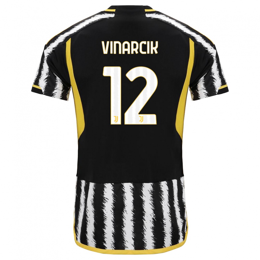 Mænd Jakub Vinarcik #12 Sort Hvid Hjemmebane Spillertrøjer 2023/24 Trøje T-Shirt