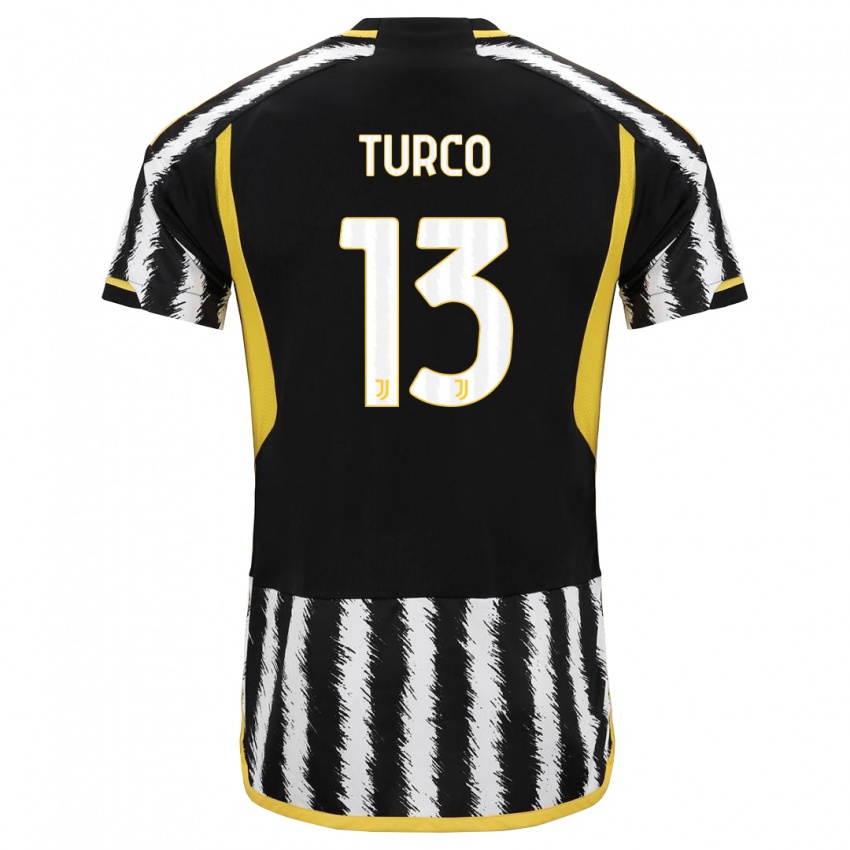 Mænd Stefano Turco #13 Sort Hvid Hjemmebane Spillertrøjer 2023/24 Trøje T-Shirt