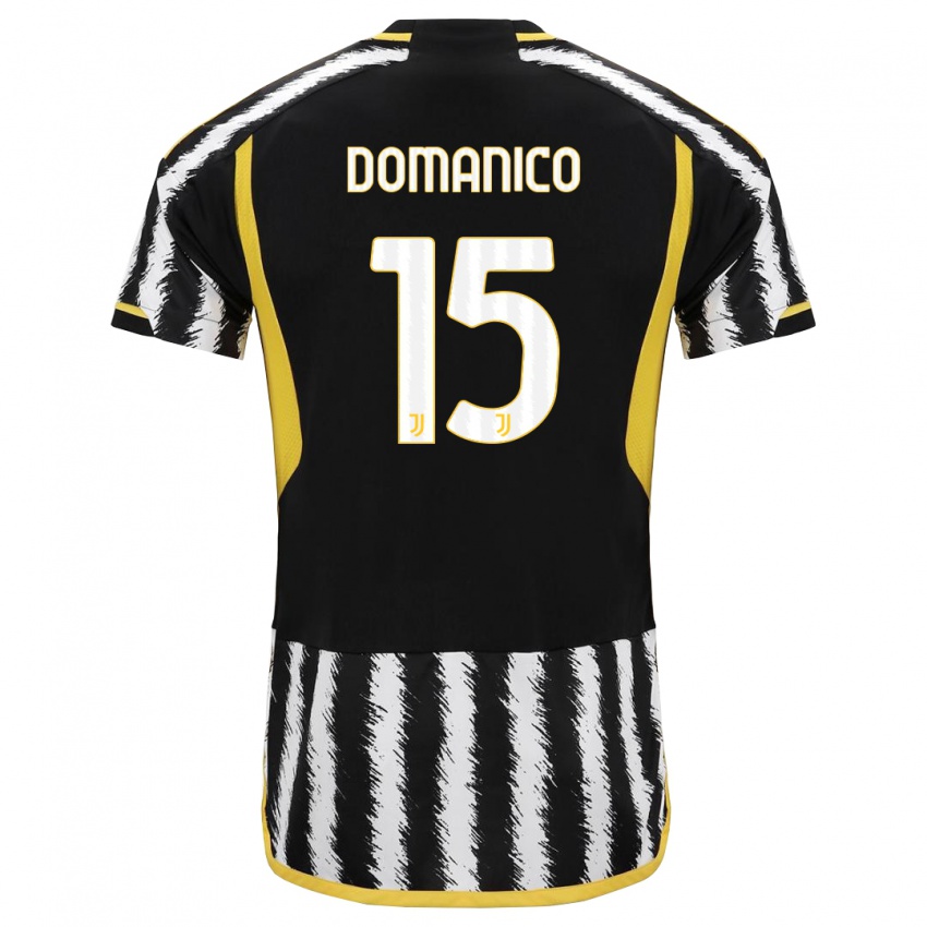 Mænd Saverio Domanico #15 Sort Hvid Hjemmebane Spillertrøjer 2023/24 Trøje T-Shirt