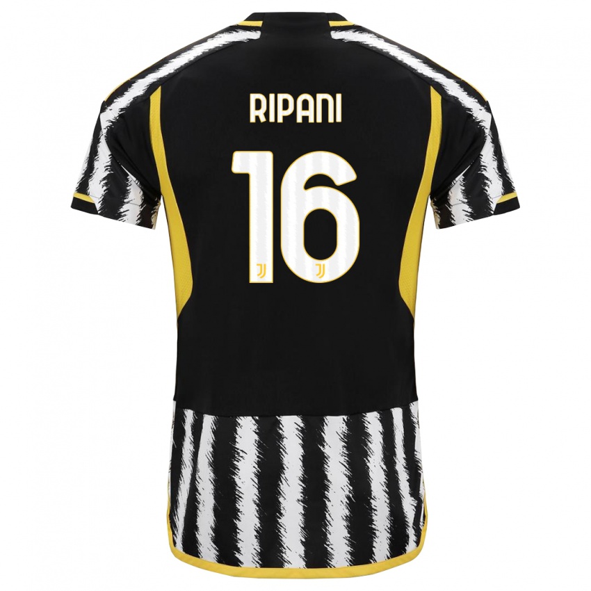 Mænd Diego Ripani #16 Sort Hvid Hjemmebane Spillertrøjer 2023/24 Trøje T-Shirt