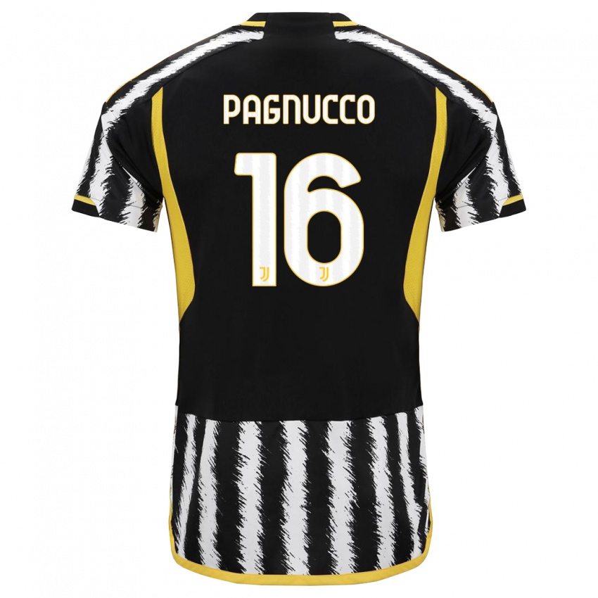 Mænd Filippo Pagnucco #16 Sort Hvid Hjemmebane Spillertrøjer 2023/24 Trøje T-Shirt